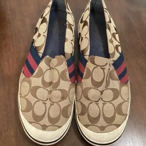 Coach Signature Brown and Navy Patterned Sneakers 8B